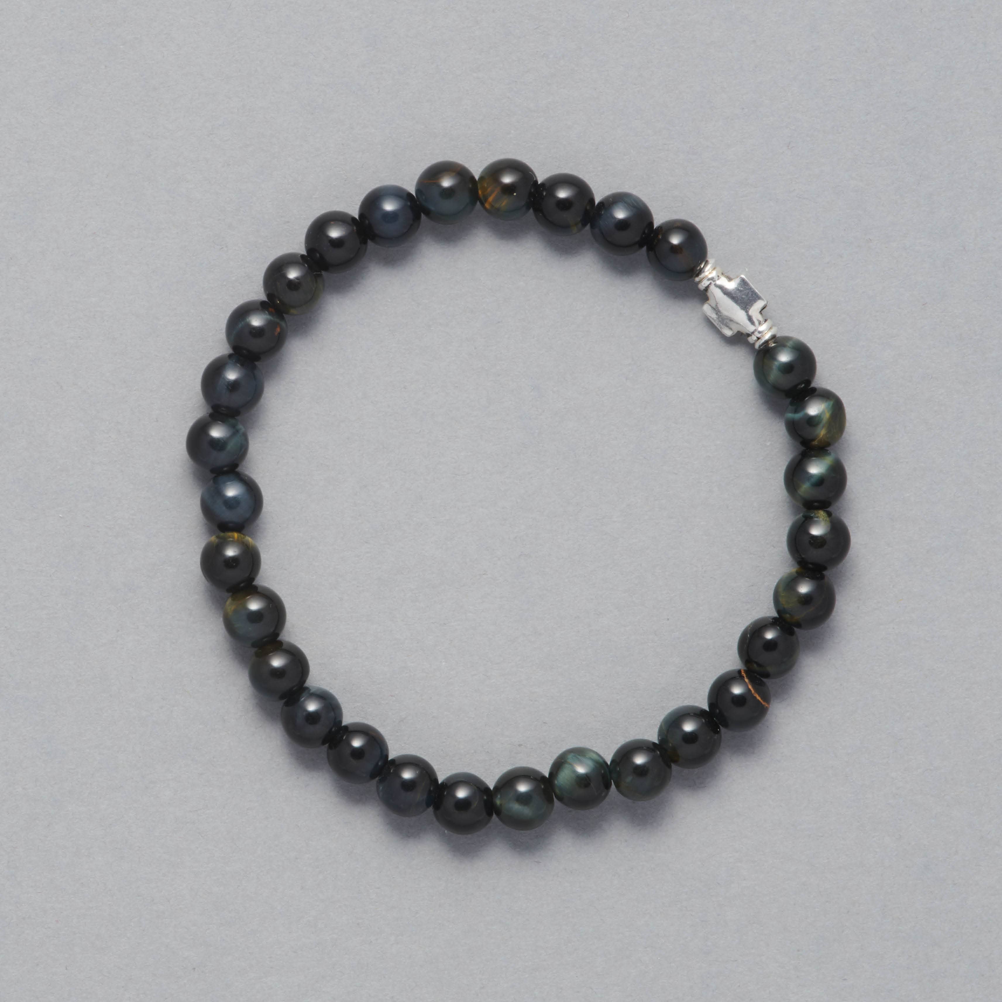 Men's Black Onyx Beaded Bracelet with Sterling Silver Clasp