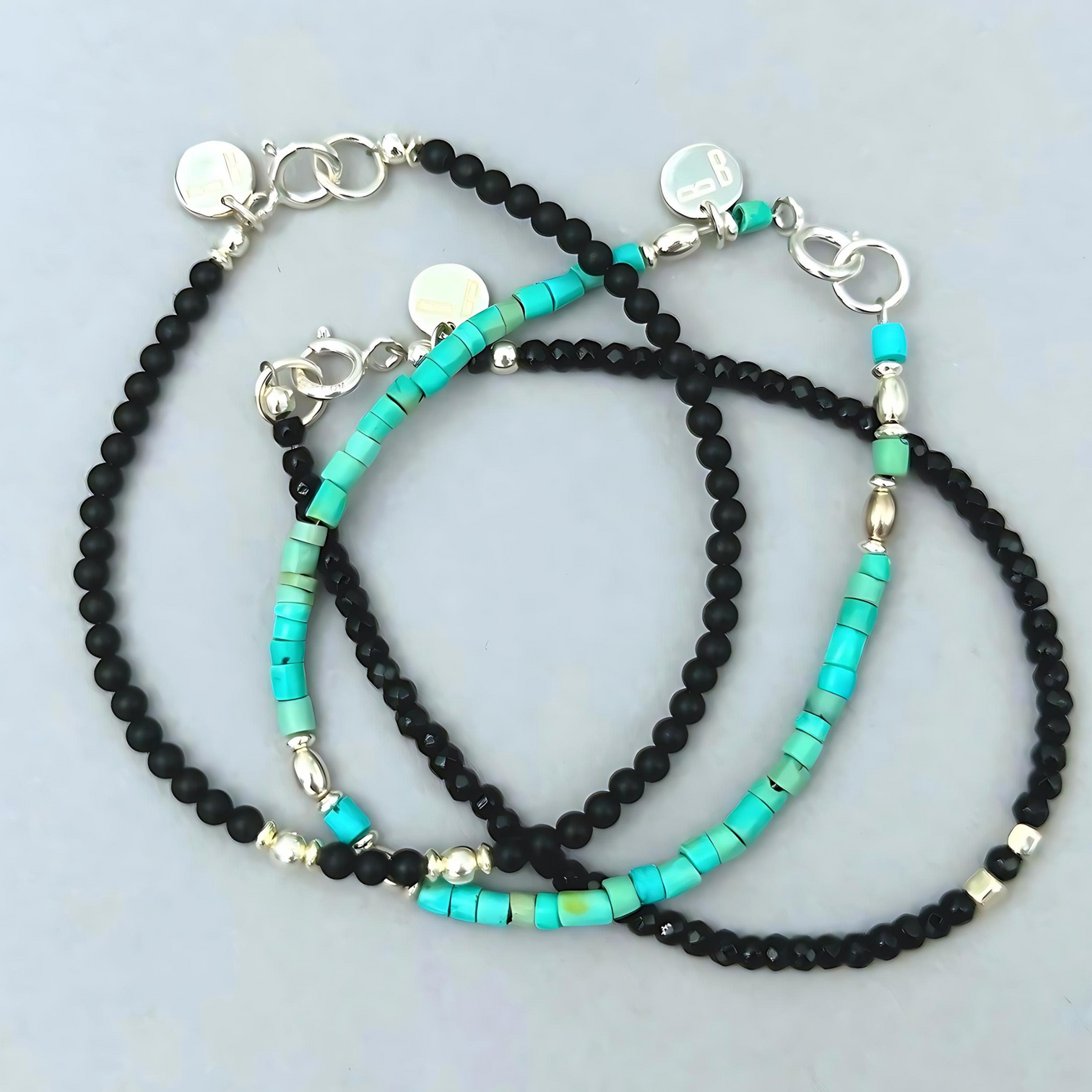 The LeBijouBijou Yara Bracelet is made with Turquoise Rondelles and a touch of silver.