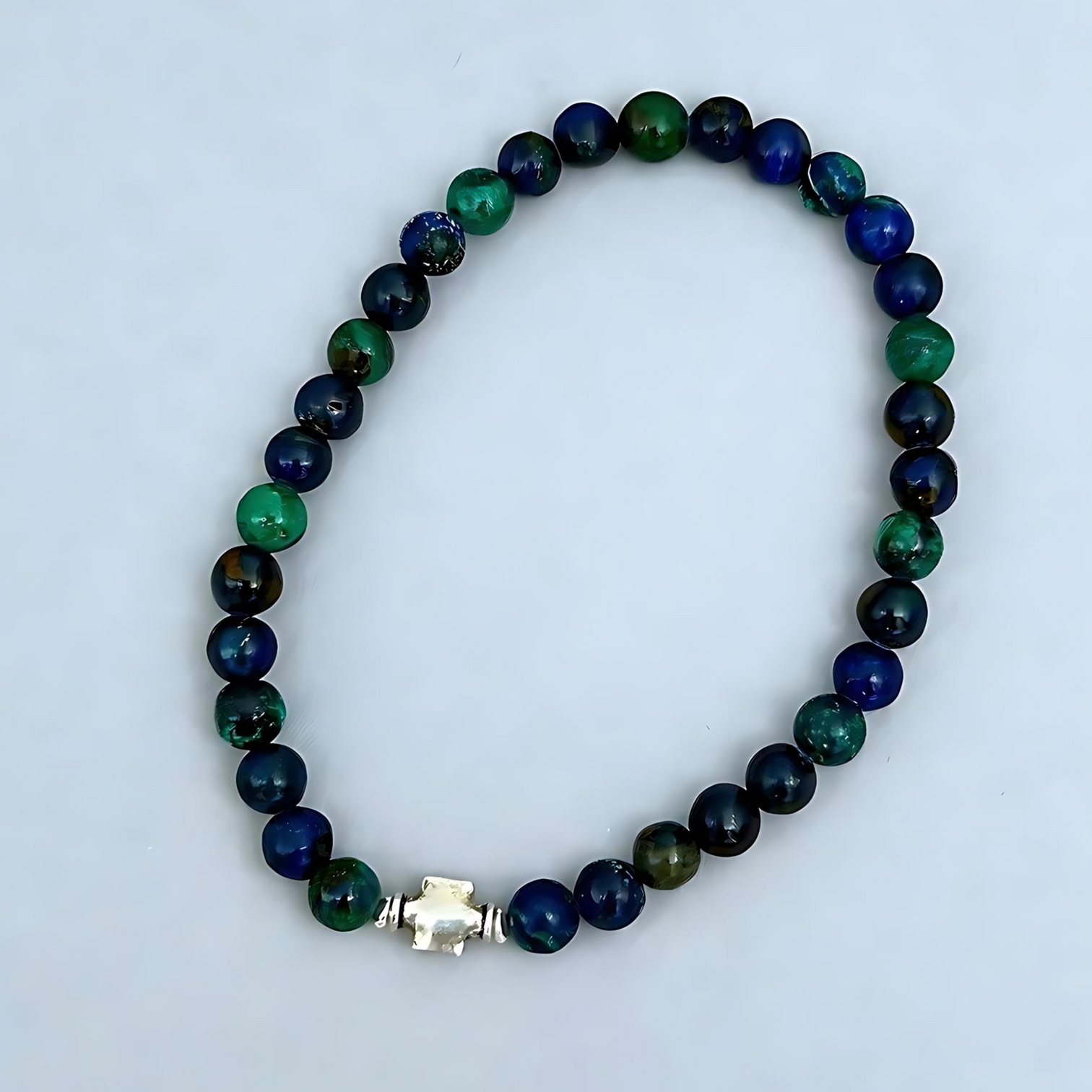 Le BijjouBijou Men Bracelet Shades of Blue made with Azurite Malachite and a touch of silver.